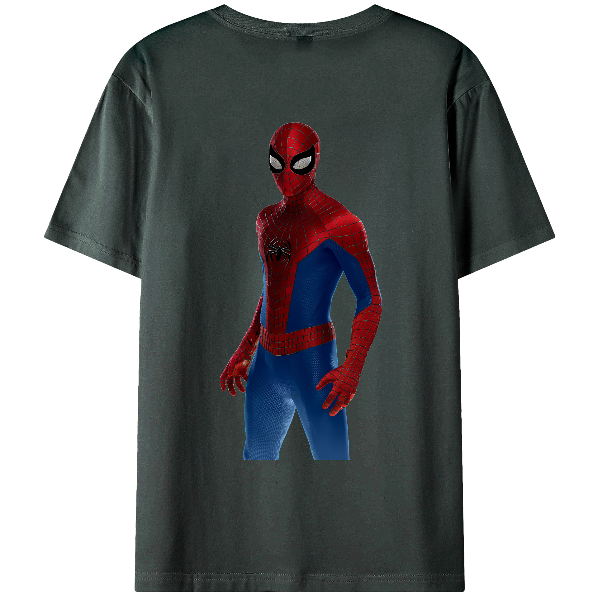 （画像用） Spider Man スパイダーマン 綿100％ メンズ半袖Tシャツ（バックプリント） 通気性